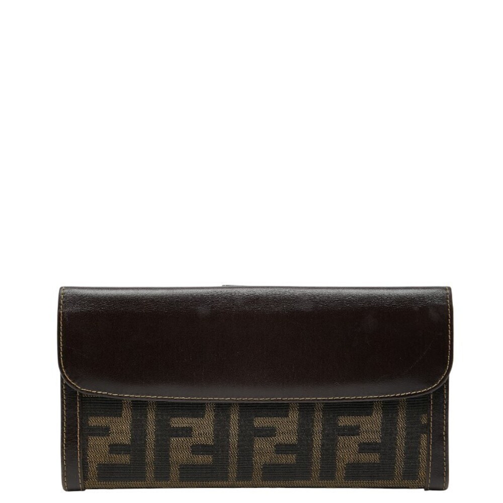 Fendi Zucca Long Wallet Brown Canvas Leather